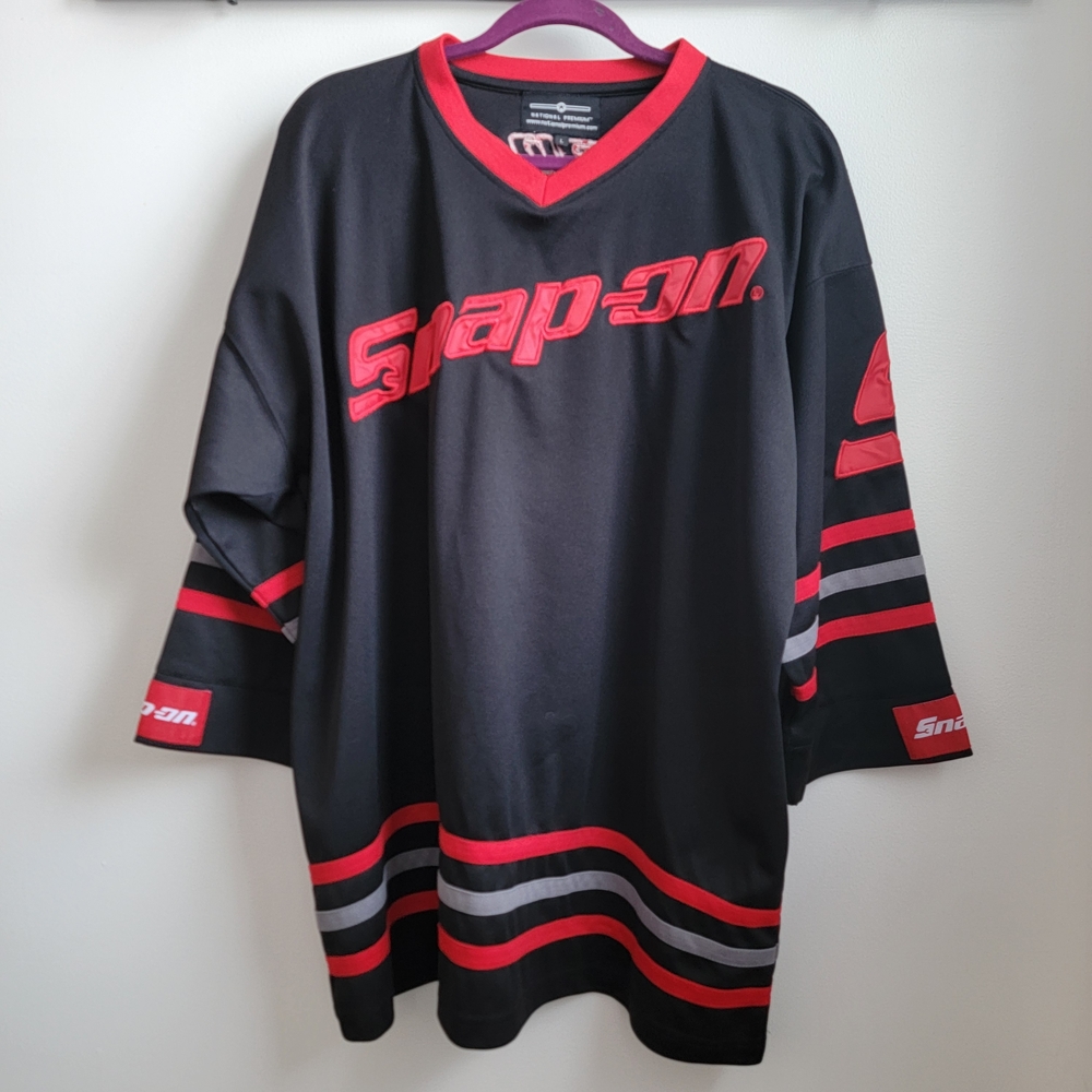 Snap-on Black and Red Men's Hockey Jersey